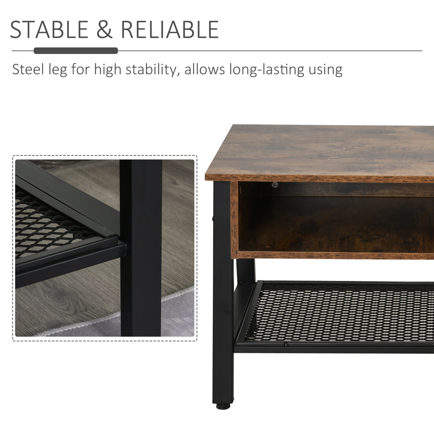 Industrial TV Stand, TV Console Table for TV up to 45'' Flat Screen, Entertainment Center for Living Room, Bedroom, Rustic Brown