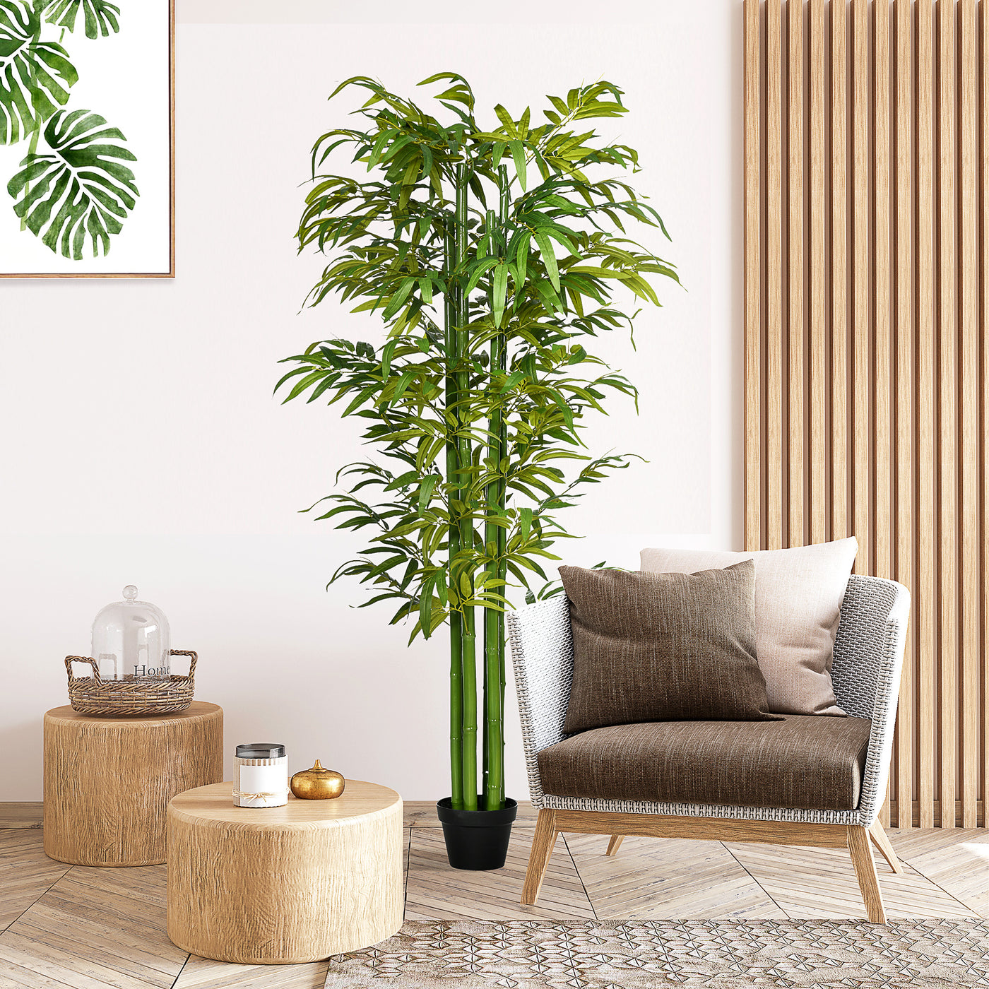6 FT Artificial Tree Bamboo Tree Fake Plants in Pot for Home Office Living Room Decor, Green
