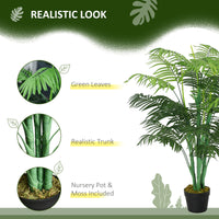 4FT Artificial Palm Tree, Fake Tropical Tree with Lifelike Leaves, Faux Plant in Pot for Indoor Decoration, Green