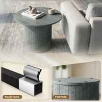 Round Coffee Table, 24" Center Table, Cement Grey