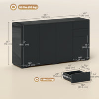 Kitchen Sideboard Storage Cabinet, Modern Coffee Bar Cabinet with Push-Open Design and 2 Drawers for Living Room, Black