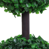 Set of 2 Artificial Ball Boxwood Topiary Trees, 44.1" Fake Plants in Pots for Outdoor Indoor Decor, Dark Green