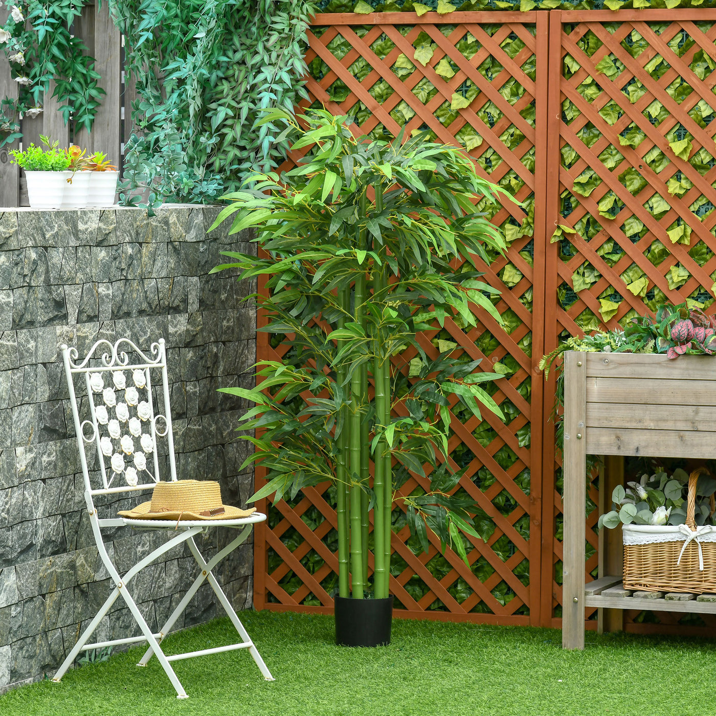 5.3ft Artificial Tree, Indoor Fake Bamboo with Pot, for Home, Office, and Living Room Decor