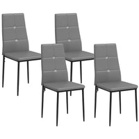 Set of 4 Modern Style Dining Chairs, Button Tufted High Back Side Chairs with Upholstered Seat, Steel Legs for Living Room, Kitchen, Study, Bedroom, Grey