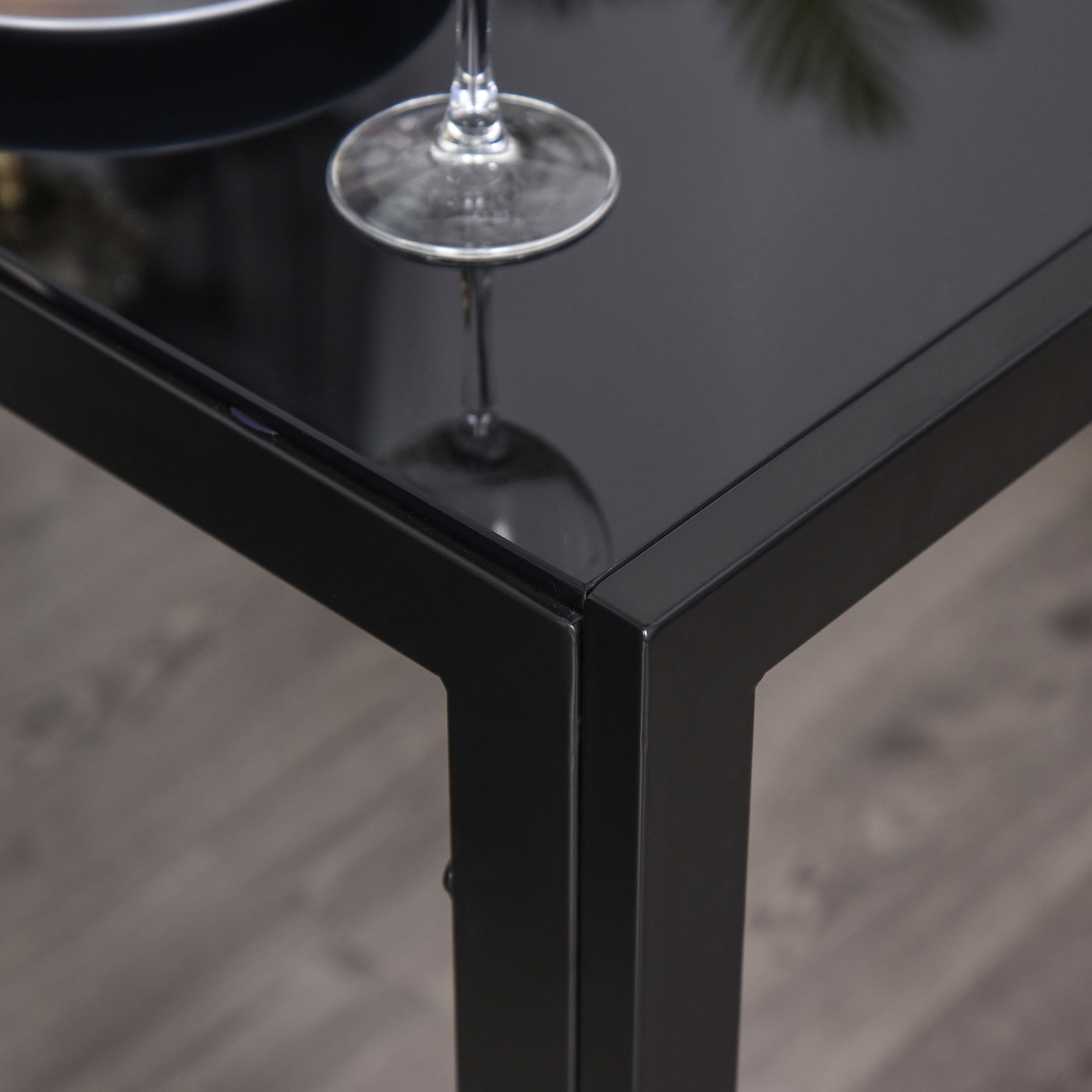5-Piece Rectangular Glass Kitchen Table and Chairs with Metal Frame and Faux Leather Upholstery for Dining Room, Black