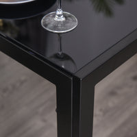 5-Piece Rectangular Glass Kitchen Table and Chairs with Metal Frame and Faux Leather Upholstery for Dining Room, Black