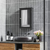 Bathroom Mirror Cabinet, Wall Mounted Medicine Cabinet with Door and Shelves, Black