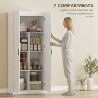 Farmhouse Pantry Cabinet, 71" Tall Kitchen Pantry Storage Cabinet with Soft-Close Hinges, Adjustable Shelves, White