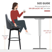 Extra Tall Bar Stools Set of 2, Modern 360° Swivel Barstools, Dining Room Chairs with Steel Legs Footrest, Charcoal Grey