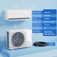 23000 BTU Mini Split Air Conditioner, 22 SEER2 230V Wifi Enabled Inverter AC Unit & Heat Pump Cools up to 1500 Sq. Ft