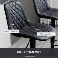 Bar Stools Set of 2, Swivel Counter Height Barstools with Back, Footrest, Adjustable Height, Black