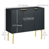 Modern Storage Cabinet Sideboard Buffet Cabinet with Gold Legs for Living Room Dining Room Hallway Black
