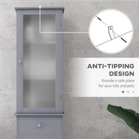 Tall Bathroom Cabinet, Bathroom Storage Cabinet with Drawers, 2 Doors and Adjustable Shelves, Grey