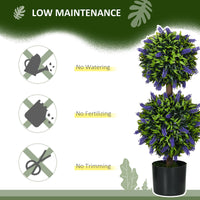 2.3ft Set of 2 Artificial Plants, Lavender Flowers Ball Trees with Pot, for Home Indoor Outdoor Decor