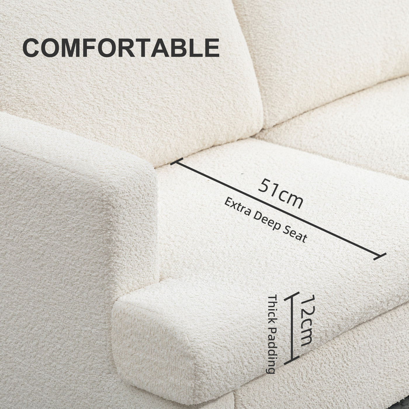 54.3" Loveseat Sofa, 2 Seater Sofa with Removable Cushions, Small Couch with Wood Frame for Living Room, Cream White