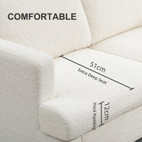 54.3" Loveseat Sofa, 2 Seater Sofa with Removable Cushions, Small Couch with Wood Frame for Living Room, Cream White