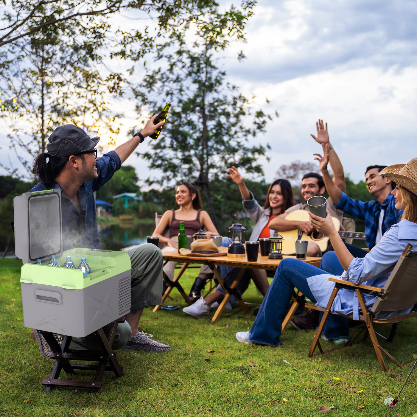 12 Volt Car Refrigerator, 12QT Car Fridge Electric Cooler, 12/24V DC and 110-240V AC, -4℉~68℉, Portable Refrigerator