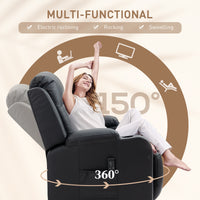 Swivel Massage Recliner Chair Rocker, Overstuffed Manual Reclining Sofa, PU Leather Rocking Chair with Side Pockets, Cup Holders, for Living Room, Nursery, Black