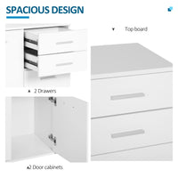 High Gloss Sideboard with 2 Drawers and 2 Doors, Buffet Cabinet with Adjustable Shelf, Coffee Bar Cabinet with Storage, White