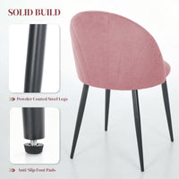 Modern Dining Chairs Set of 4, Upholstered Dining Room Chairs with Metal Legs, Shell Backrest, Padded Seat, Pink