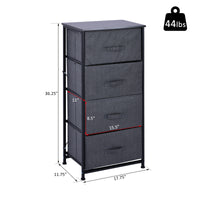 Linen Drawer Cabinet Organizer Storage Dresser Tower with 4 Removable Drawer Metal Frame Adjustable Feet for Living Room, Kitchen, Bathroom, Black
