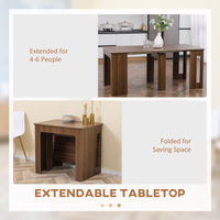 Foldable Dining Table, Extendable Kitchen Table for Small Spaces, Seats up to 6 People