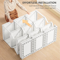 Portable Wardrobe Closet, Folding Bedroom Wardrobe, Clothes Storage Organizer with 8 Cube Compartments, White