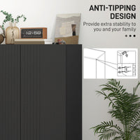 Shoe Storage Cabinet with Adjustable Shelves and Soft-Close Hinges, for 15-20 Pairs of Shoes, Black