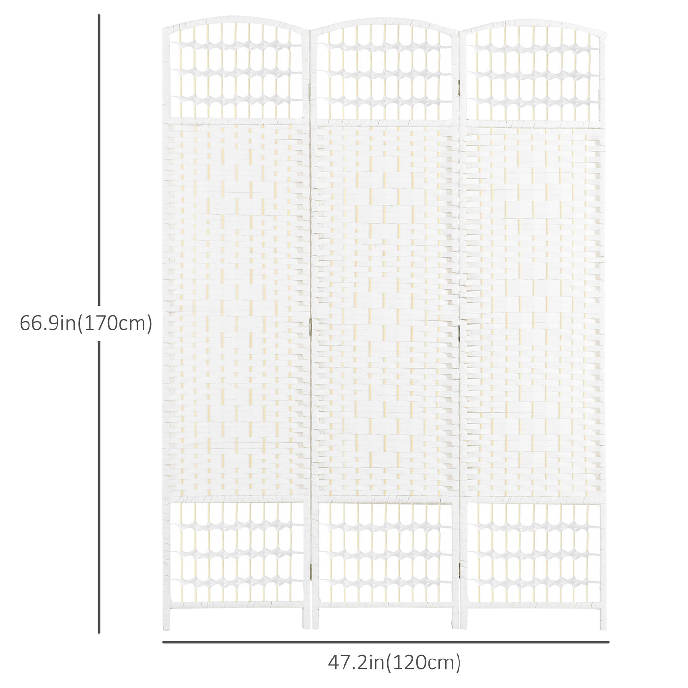 3 Panel Folding Room Divider, Portable Privacy Screen, Wave Fiber Room Partition for Home Office, White