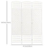 3 Panel Folding Room Divider, Portable Privacy Screen, Wave Fiber Room Partition for Home Office, White