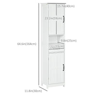 Modern Bathroom Cabinet, Narrow Bathroom Vanities with Open Shelf Drawer Recessed Doors and Adjustable Shelves White
