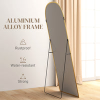 Arched Standing Mirror, 64" x 24" Full Length Mirror, Free Standing or Wall Mounted for Living Room, Bedroom, Gold