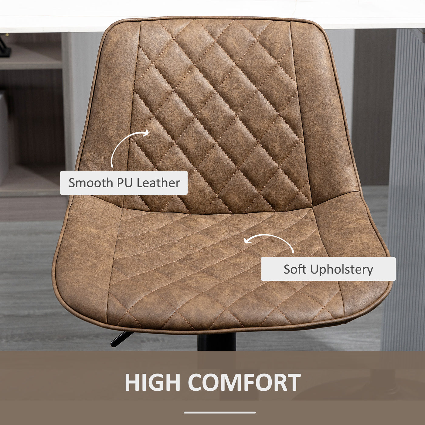 Bar Stools Set of 2, Swivel Counter Height Barstools with Back, Footrest, Adjustable Height, Dark Brown