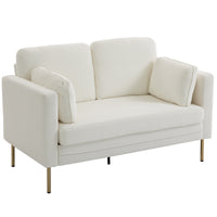 Loveseat Sofa, 55" Small Sofa Couch with 2 Pillows, Metal Legs for Living Room, Bedroom, Apartment, Cream White