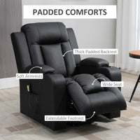 Power Lift Recliner Chair for Elderly, PU Leather Electric Recliner Chair with Footrest, Remote Control, Side Pockets and Cup Holders for Living Room, Black