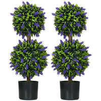 2.3ft Set of 2 Artificial Plants, Lavender Flowers Ball Trees with Pot, for Home Indoor Outdoor Decor