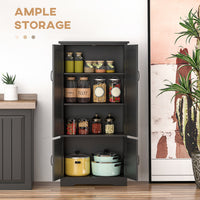 48" 4-Door Storage Cabinet Multi-Storey Large Space Pantry with Adjustable Shelves Black