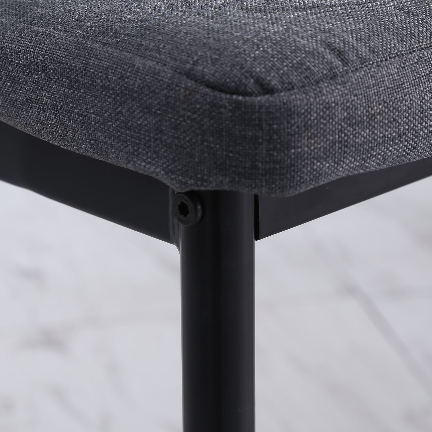 Modern Dining Chairs Set of 4, Upholstered Linen Fabric Kitchen Chairs with Channel Tufting and Metal Legs for Living Room, Dining Room, Bedroom, Grey