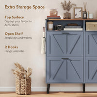 Shoe Storage Cabinet with 4 Flip Drawers, Farmhouse Narrow Shoe Cabinet, Holds Up to 24 Pairs, Blue