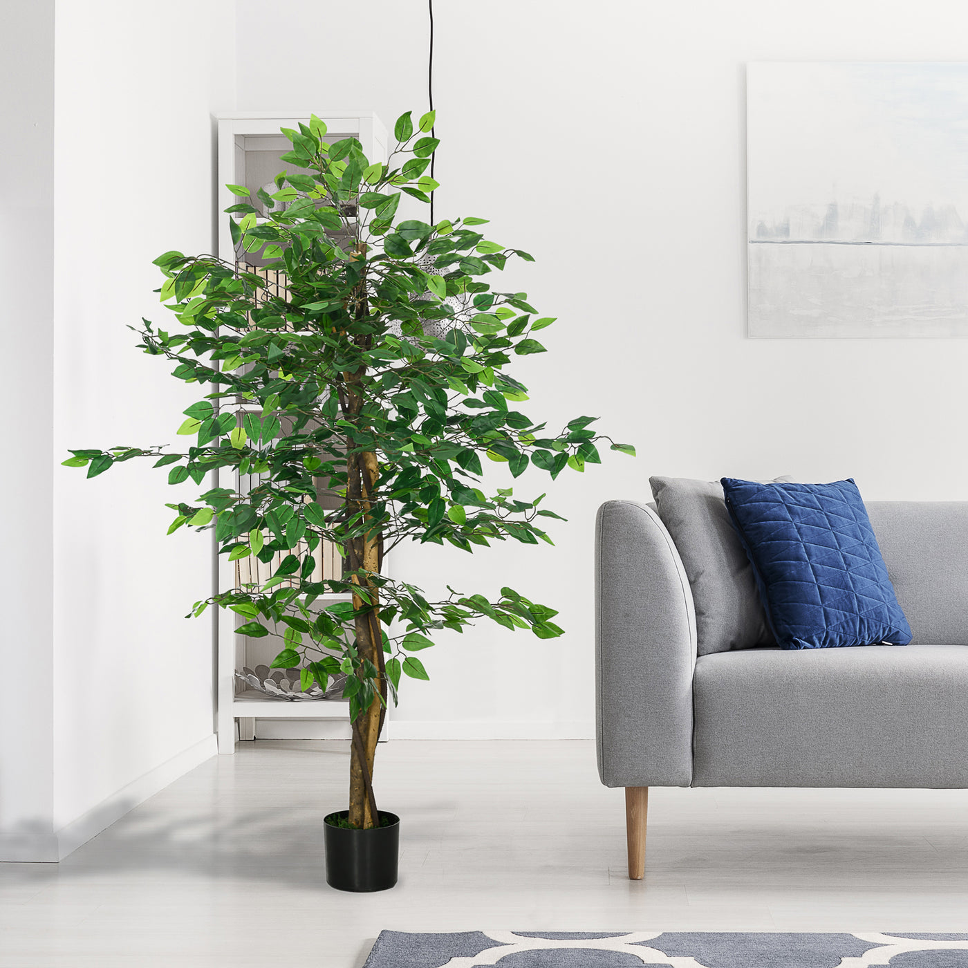 5ft Artificial Tree Ficus, Indoor Fake Plant with Pot, for Home Decor