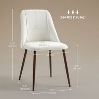 Upholstered Dining Chairs Set of 4, Velvet Accent Chair with Back and Wood-grain Steel Leg for Kitchen, Cream White