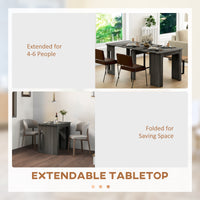 23.6"-70.9" Extendable Dining Table for 6-8 People, Space-Saving Rectangular Kitchen Table for Small Spaces, Dining Room, Kitchen, Living Room, Grey