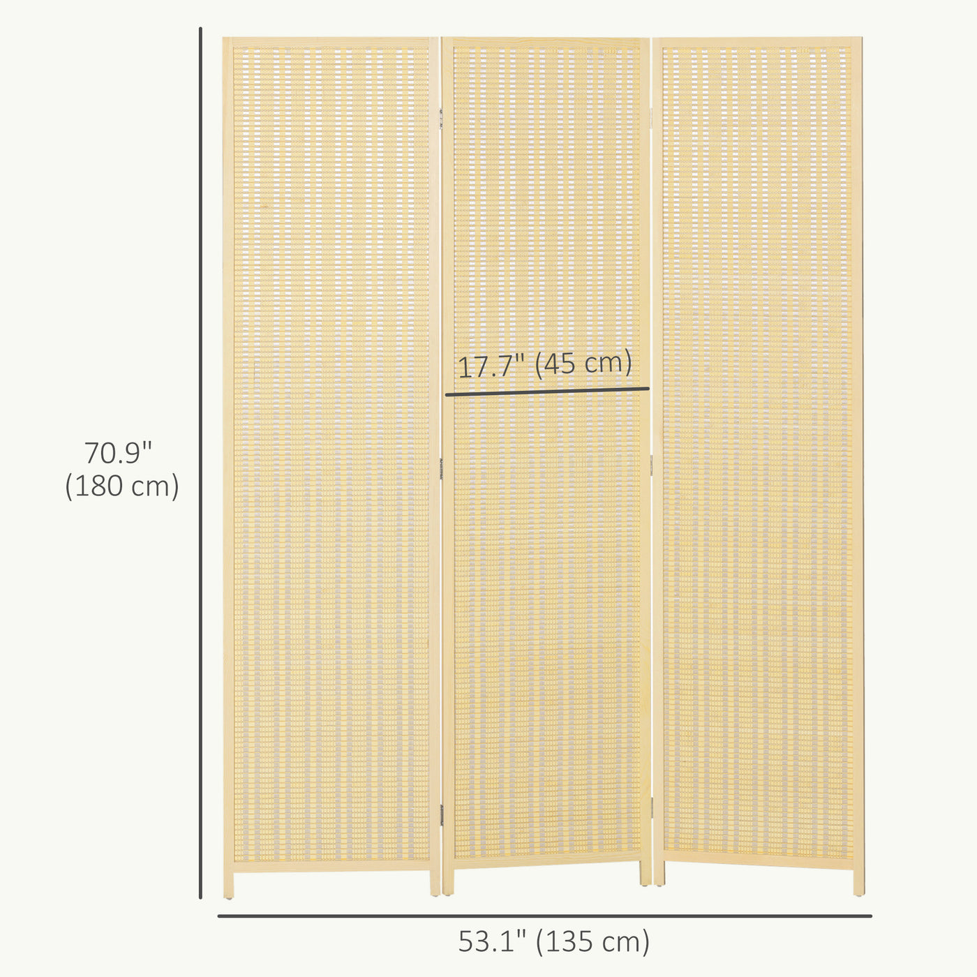 Woven Bamboo Room Divider, 3 Panel Folding Indoor Privacy Screens for Home Office, Natural Wood