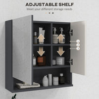 Medicine Cabinet, Wall Mounted Bathroom Mirror Cabinet with Mirrored Door, Adjustable Shelf and Soft Close Mechanism, Light Grey