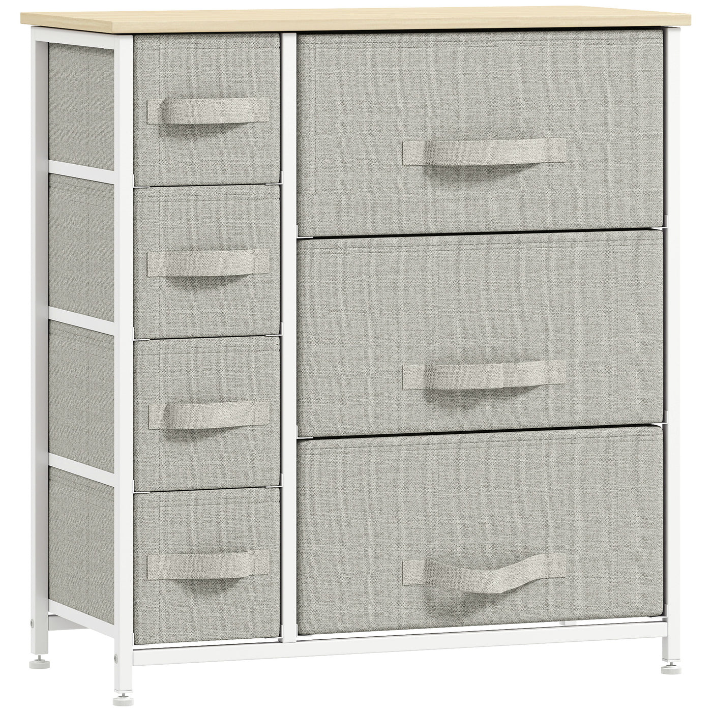 Dresser with 7 Drawers, Chest of Drawers with Metal Frame, Fabric Dresser for Living Room, Light Grey