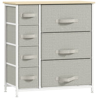 Dresser with 7 Drawers, Chest of Drawers with Metal Frame, Fabric Dresser for Living Room, Light Grey