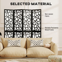 4 Panel Room Divider, 5.6 FT Lightweight Folding Privacy Screen with Geometric Pattern for Living Room, Bedroom, Black