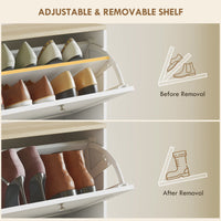Modern Shoe Storage with 3 Flip Drawers and Adjustable Shelves, Shoe Cabinet Organizer for 12-18 Pairs of Shoes, White