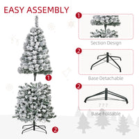 7.5 Feet Christmas Tree Prelit Artificial Snow Flocked with Warm White LED Light, Holiday Home Xmas Decoration, Green White