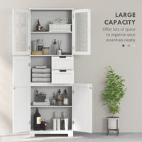 Tall Bathroom Storage Cabinet, Floor Bathroom Cabinet with Adjustable Shelves, for Kitchen, Living Room, White